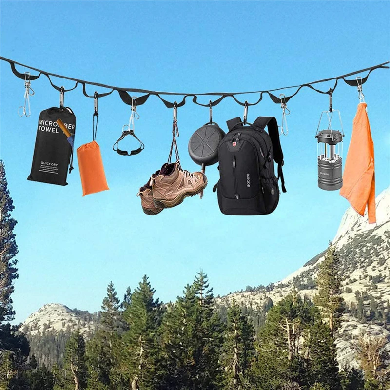 Outdoor Portable Tent Storage Lanyard 19 Loops Camping Gear Strap Hanging Drying Line Bl21291