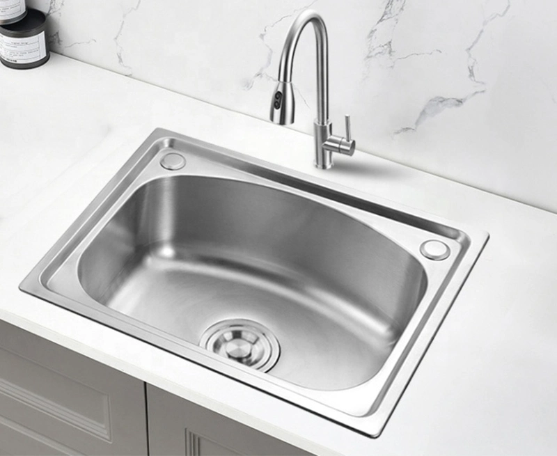 Kitchen Above Counter Deep Drawn Press Big Single Bowl Sinks Stainless Steel Kitchen Sink Camping Sink