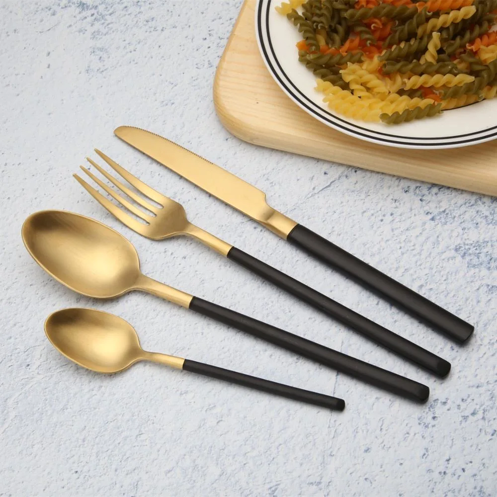 Luxury Titanium Flatware Set Stainless Steel Cutlery Wedding Table Decoration